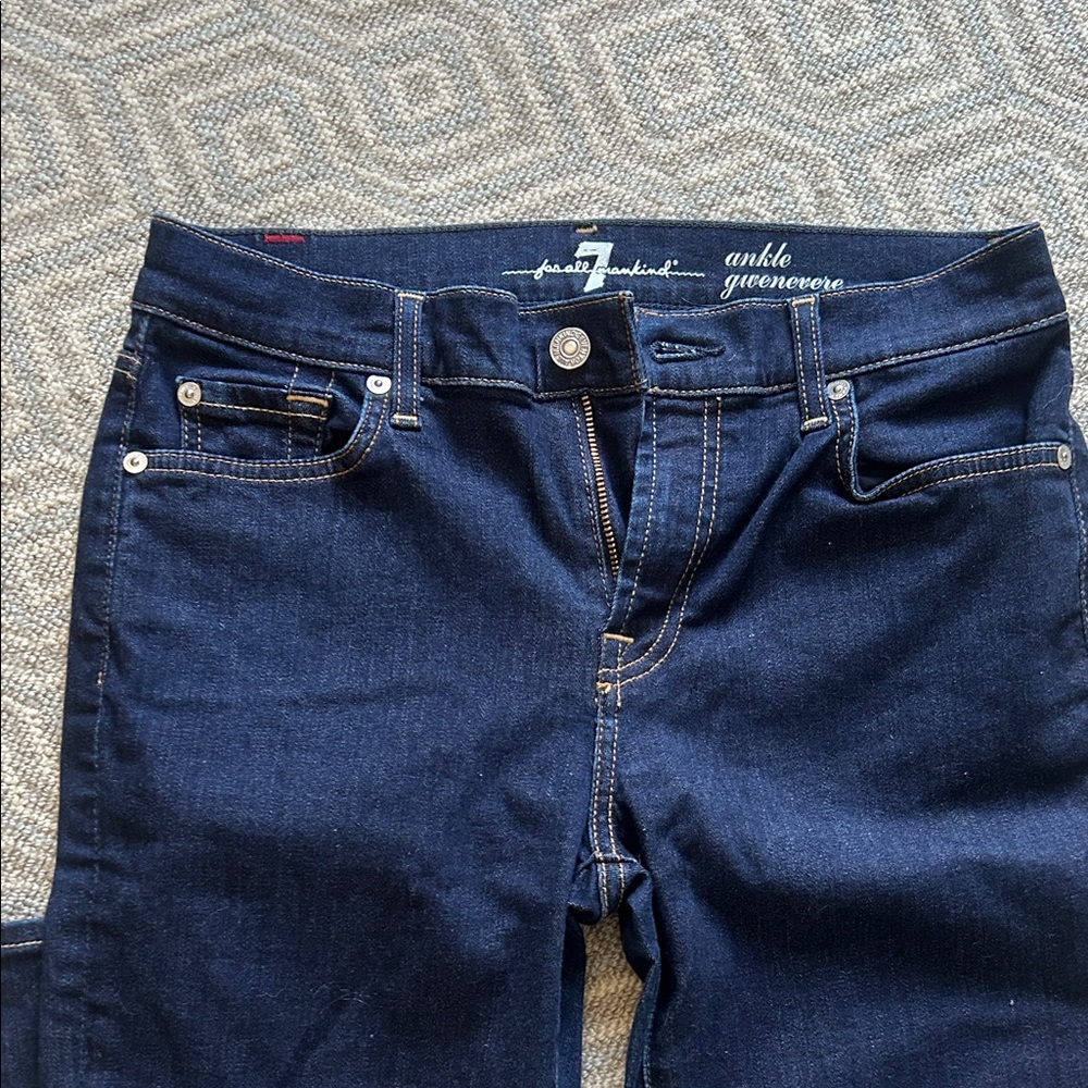 7 For All Mankind Women's Dark Blue Ankle Jeans